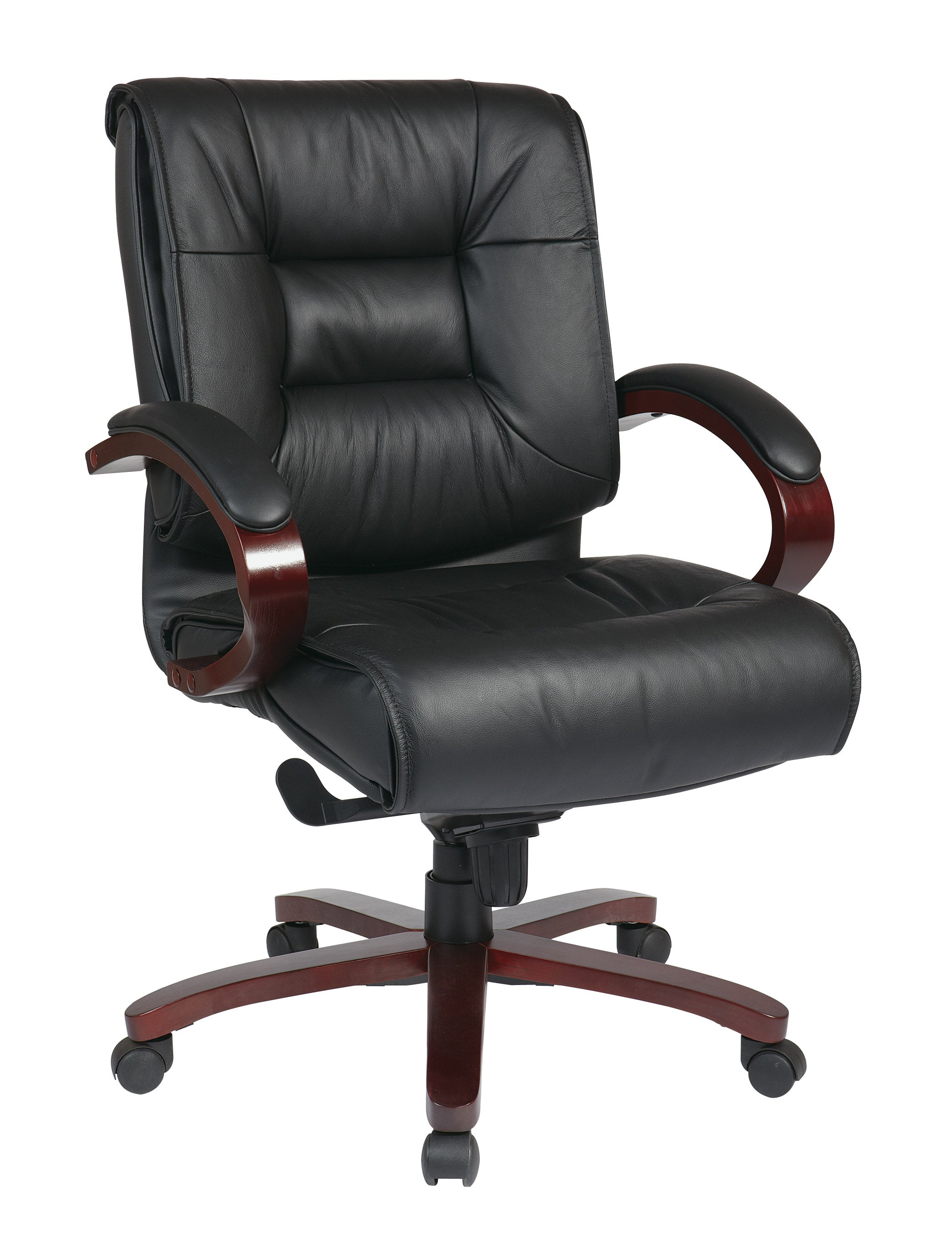 Deluxe Mid Back Black Executive Leather Chair