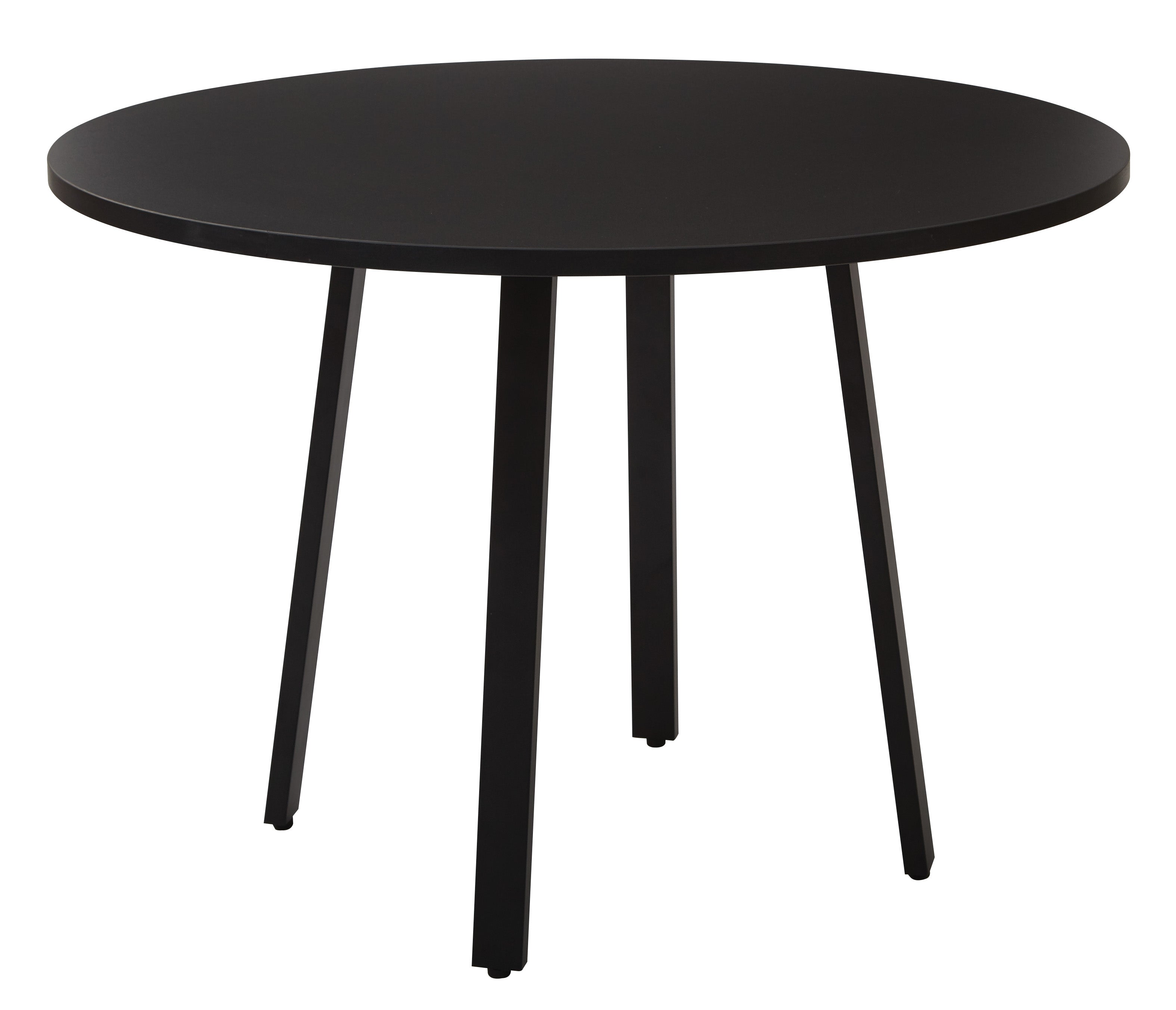 Prado 42" Round Conference Table with Black laminate Top and Black Finish Metal Legs
